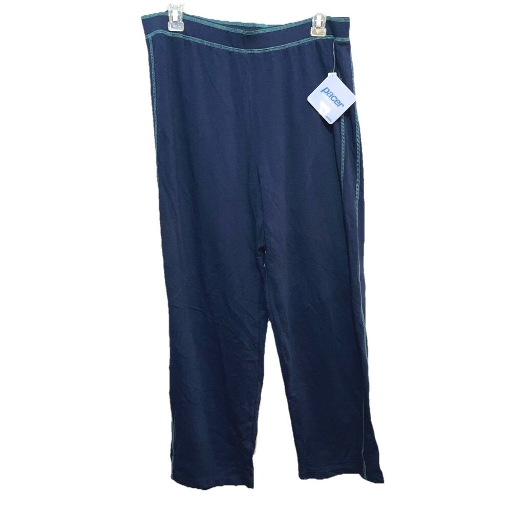 Nwt Pacer Pull On Pants Joggers Lounge Karen Scott Stretch Blue Sz PL